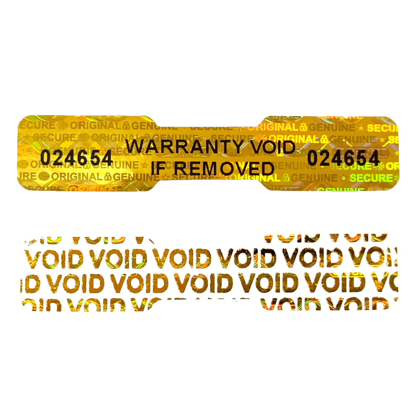 ILMBVM620pcs Bone Shape Tamper Proof Hologram Stickers Warranty Void Seal High Security Labels Tamper evident Seal with Unique Serial Number（2x0.4 inch,Gold）…