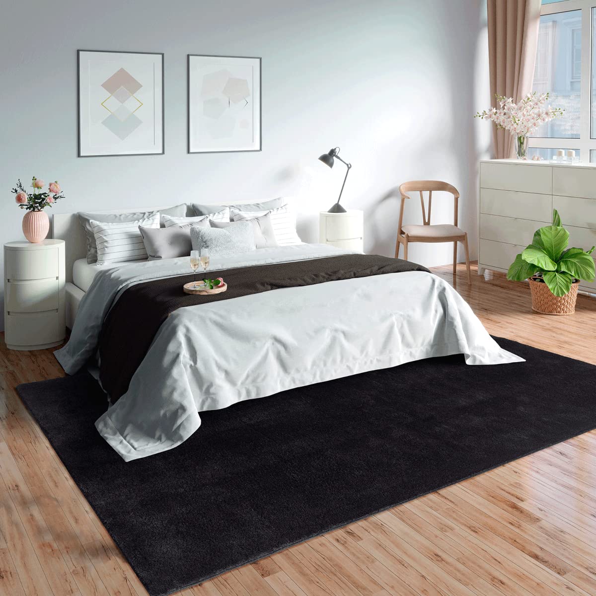 Tapis Olivia noir lavable 60x110 cm Mia's Teppiche de chambre