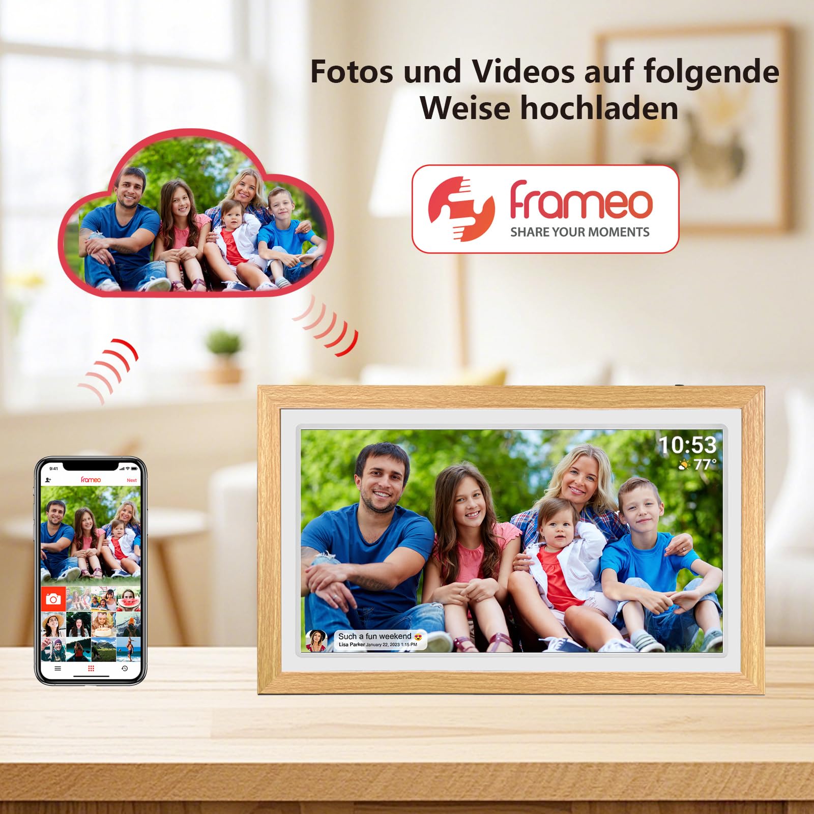 FRAMEO Digital Photo Frame 21.5 Inch with 1920 x 1080 FHD IPS LCD