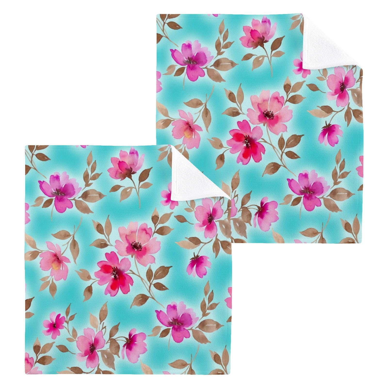 BOESI Floral Pattern 12x12in Cotton Washcloth,Face Towel