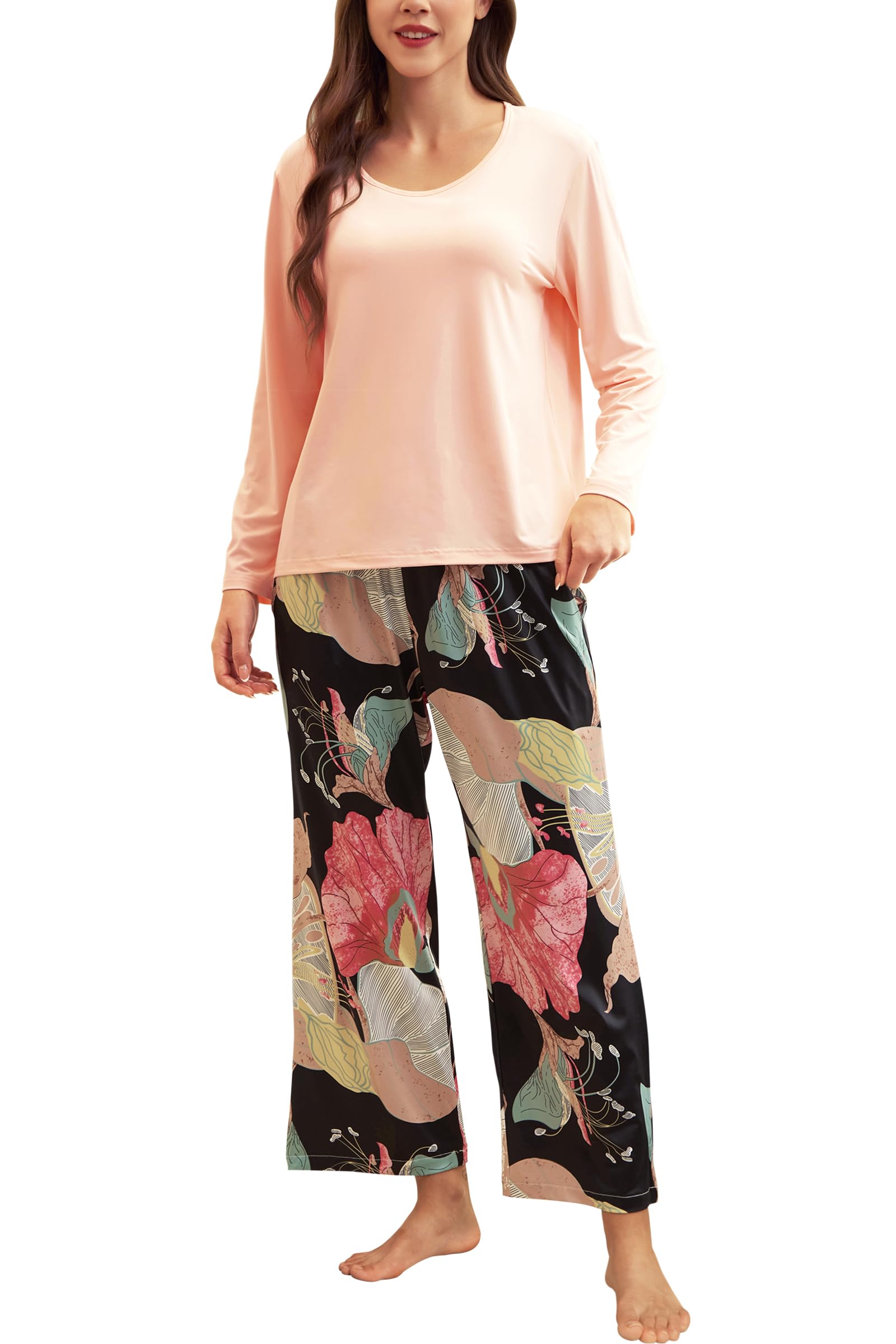 Nanxson Women's Long Pyjamas Set Autumn Winter Two-Piece Sleepwear Soft