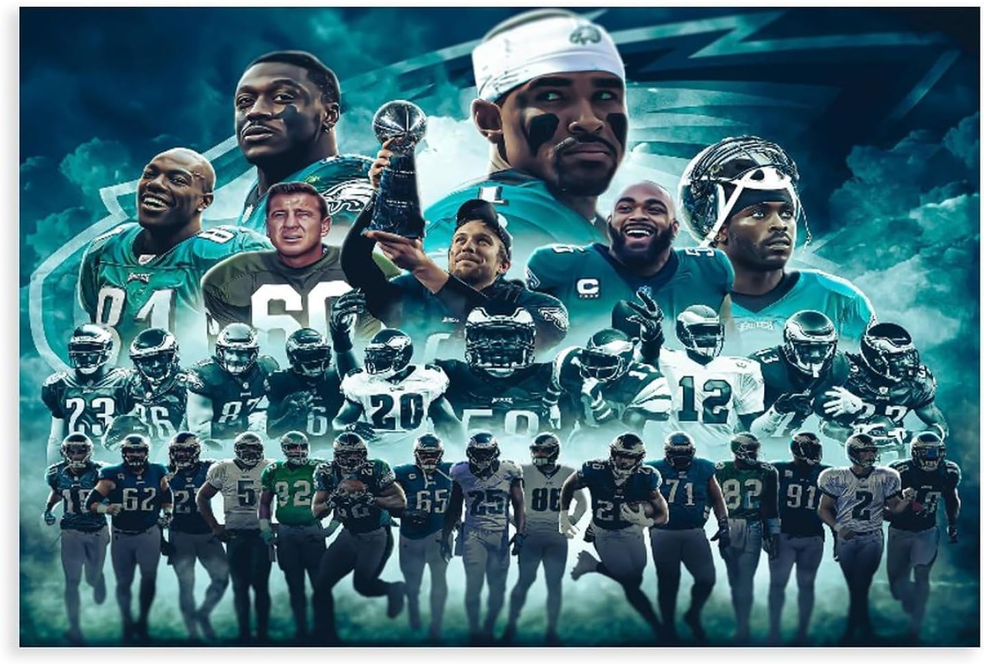 Jalen Hurts, Jason Kelce Football Poster Canvas Posters Wall Art Decor Print Picture Paintings for Living Room Bedroom Decoration Unframe:12x18inch(30x45cm)