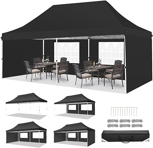Miniatura 31 de COBIZI 10x10 Gazebos desplegables en oferta 11x11 Tienda de campaña con toldo fácil de montar al aire libre, Gazebo impermeable portátil