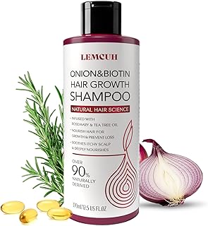 Onion & Biotin Hair Growth Shampoo: Infused With Natural Rosemary Tea Tree Oil Anti Hair Loss Treatment - Scalp Smooths Thickening Formula Support Hair Regrowth For Women Men 12.5Fl Oz
