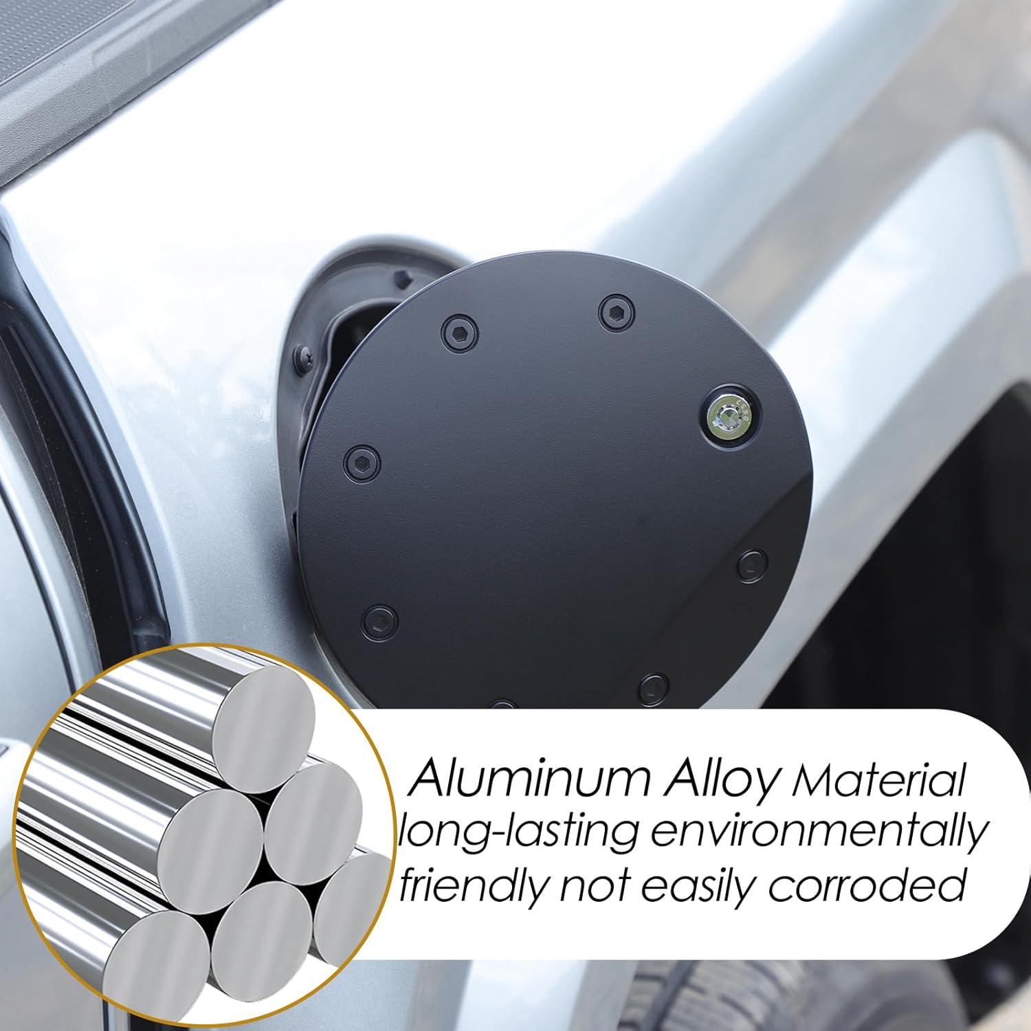 Gas Cap Locking Fuel Cap Cover Compatible with Toyota Tacoma 2024 2025 2026 Aliminum Alloy Locking Gas Cap Fuel Tank with Key