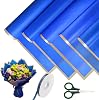 Flower Wrapping Paper, 20 Sheet Bouquet Wrapping Paper, 58cm Double Sided Bouquet Wrap Kit for Gifts Flowers and Crafts with Ribbon and Scissors for Gift Wrap DIY Arts CraftsBlue