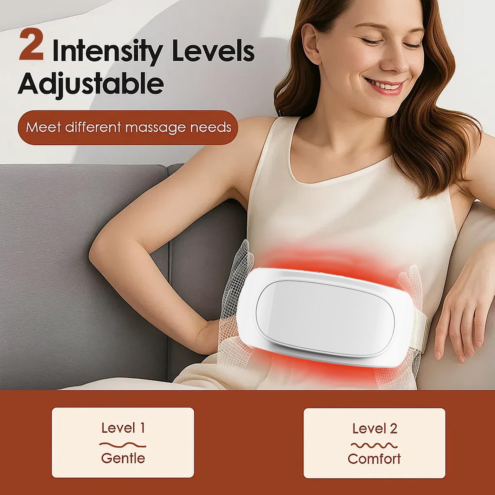 Kabelloses Bauchmassagegerät mit Rotlicht & Vibration,Bauchmassage mit Wärme,Elektrischer Bauchmassagegerät 2 Geschwindigkeiten,Taillenmassagegerät Eine für Beine und Nacken Muskelentspannung