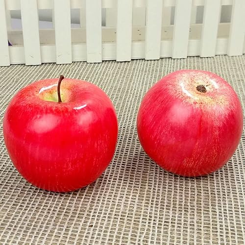 Miniatura 4 de RUITASA Frutas artificiales 6 manzanas decorativas de frutas manzanas rojas artificiales manzanas rojas artificiales para cocina frutas falsas