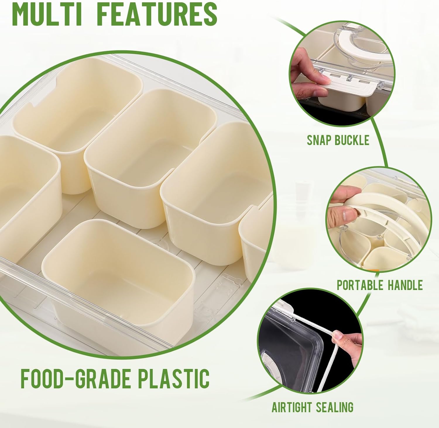 Snack Containers, 2pcs Snackle Box Charcuterie Container 8 Compartment Divided Serving Tray with Lid and Handle,Portable Snack Platters Travel Food Organizer (2pcs(8 Compartment))