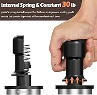 Vista 2 de PUSEE Tamper Espresso Calibrado de 51mm - Tamper de café calibrado premium con resorte de 30lb de presión, acero inoxidable