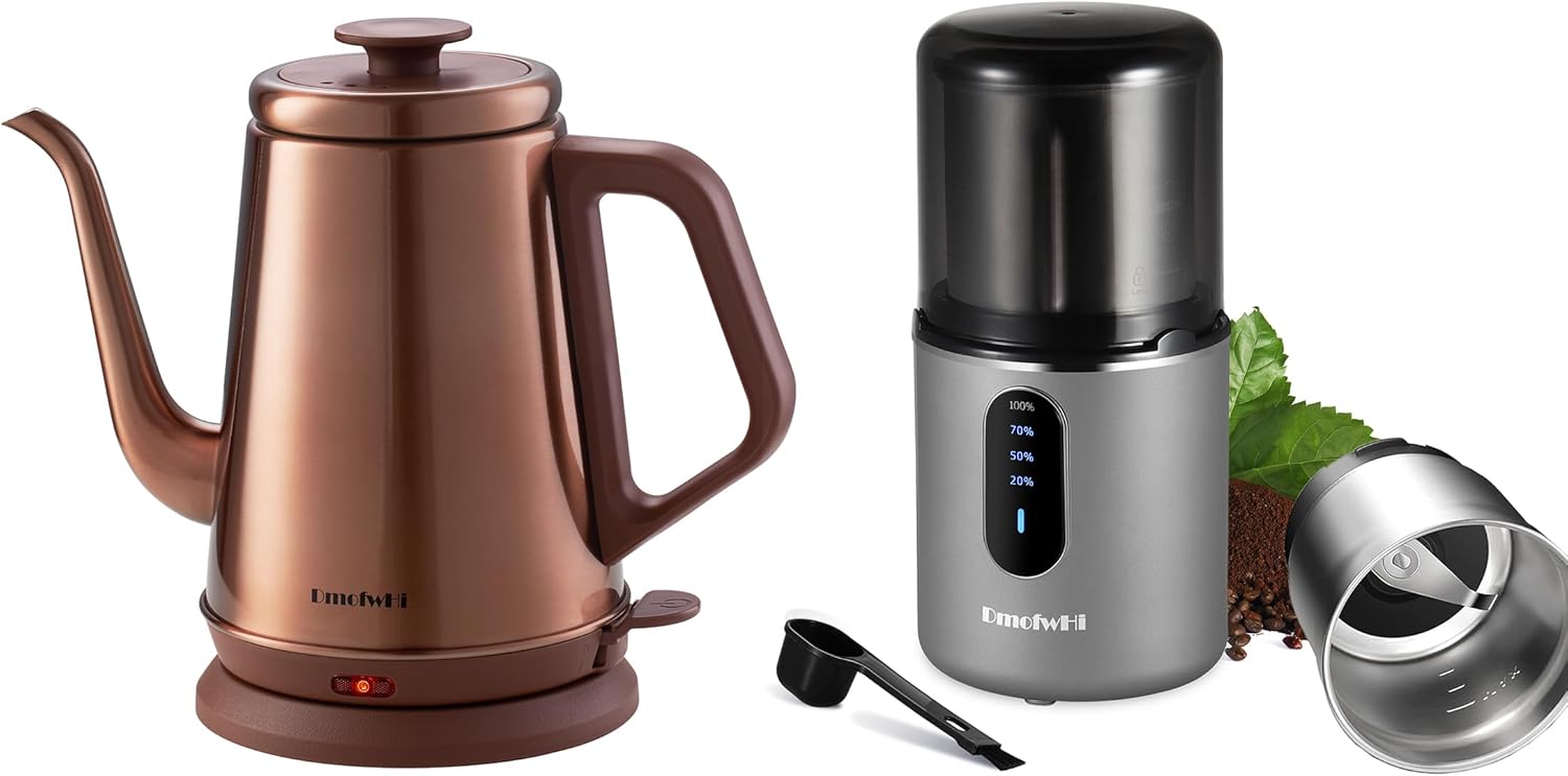 DmofwHi 1000W Gooseneck Electric Kettle (1.0L) Copper