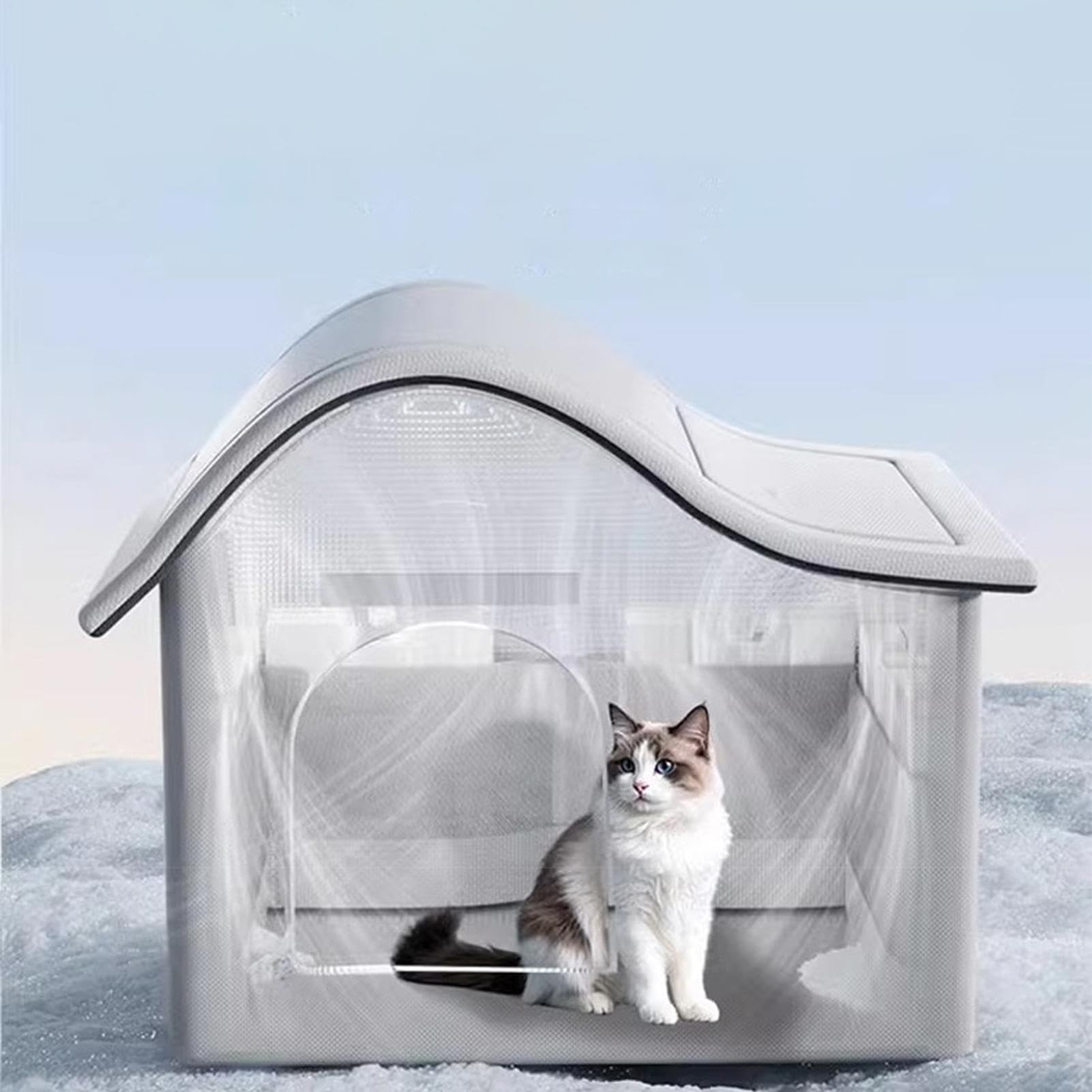 Katzen Kühlhaus, 42x40x30,5cm, Stoff Zusammenklappbares Kühlhaus, Mit 10 Kühlakkus, Kühlendes Und Faltbares Für Katzen Und Hunde, Für Junge Katzens
