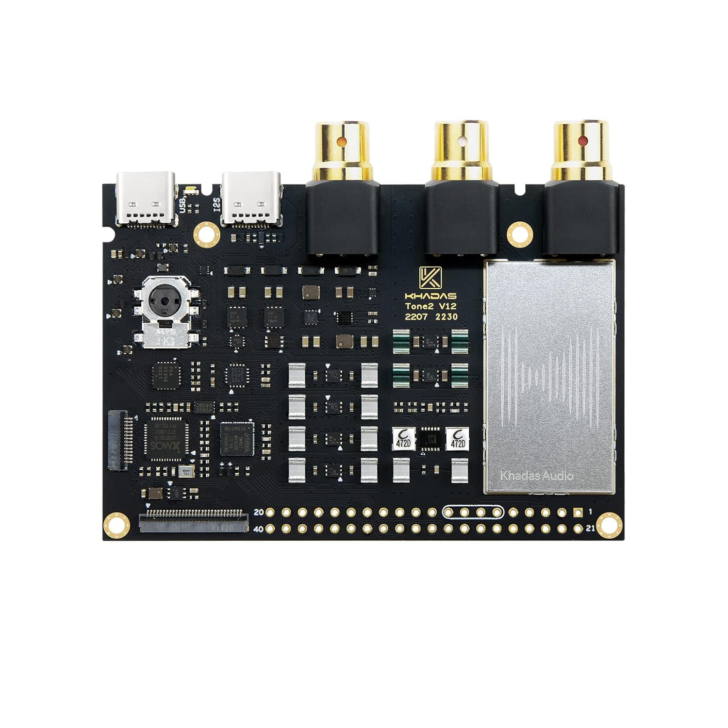 Khadas Digital to Analog Audio Converter Tone2 Maker kit Hi-Fi Mini Desktop DAC with Balanced RCA, ES9038Q2M, DSD512(Native), PCM768, XMOS XU208, Hi-Res Audio DAC, S/PDIF Input for Maker, DIY