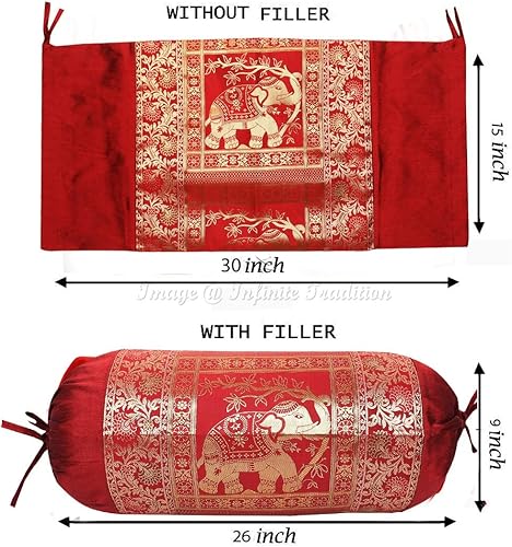 Miniatura 4 de Fundas de almohada decorativas para sala de estar, estilo étnico, cilíndrica, granate, para yoga, sofá, funda de cojín redonda, tejido jacquard,