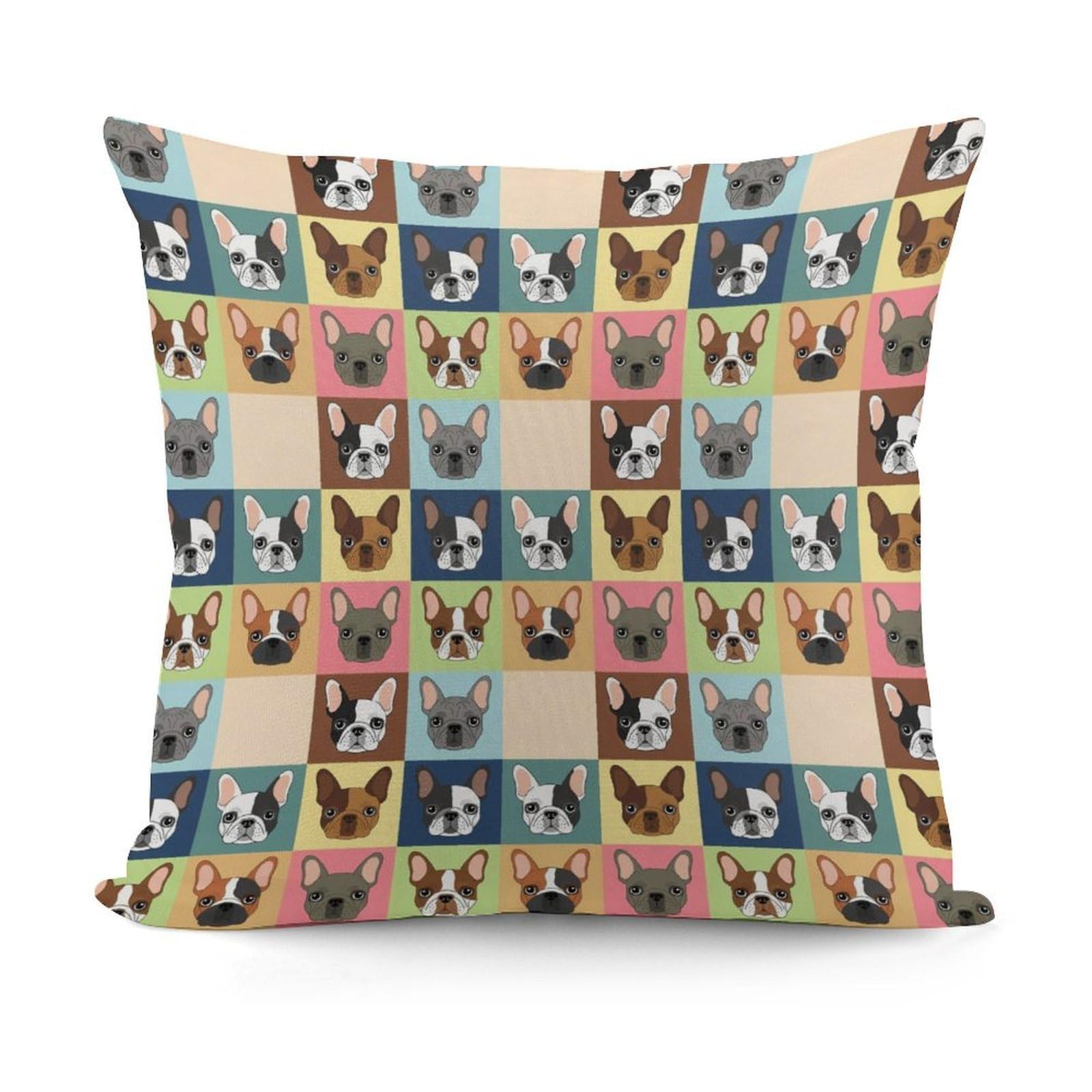 Smazdfxx Picture(42) Fashion Super Soft Cute French Bulldogs Pillow Case Cover With Zipper For Bedroom Sofa Couch For All Seasons