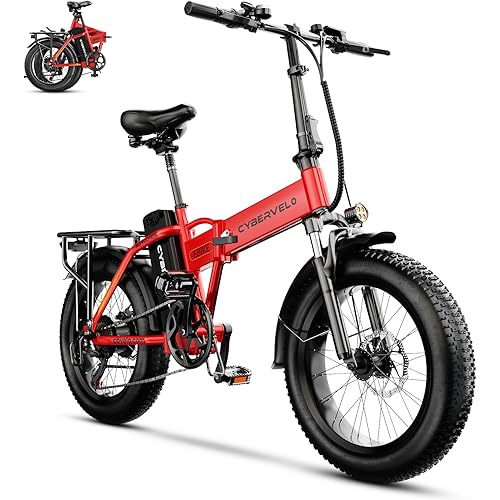1000W Folding Electric Bike, 48V 20.8AH Large Removable Battery E-Bike, 30+MPH, 80 Miles Max Range, 20" Fat Tire Electric Bike for Adults, Adult Electric Bicycles for Commute