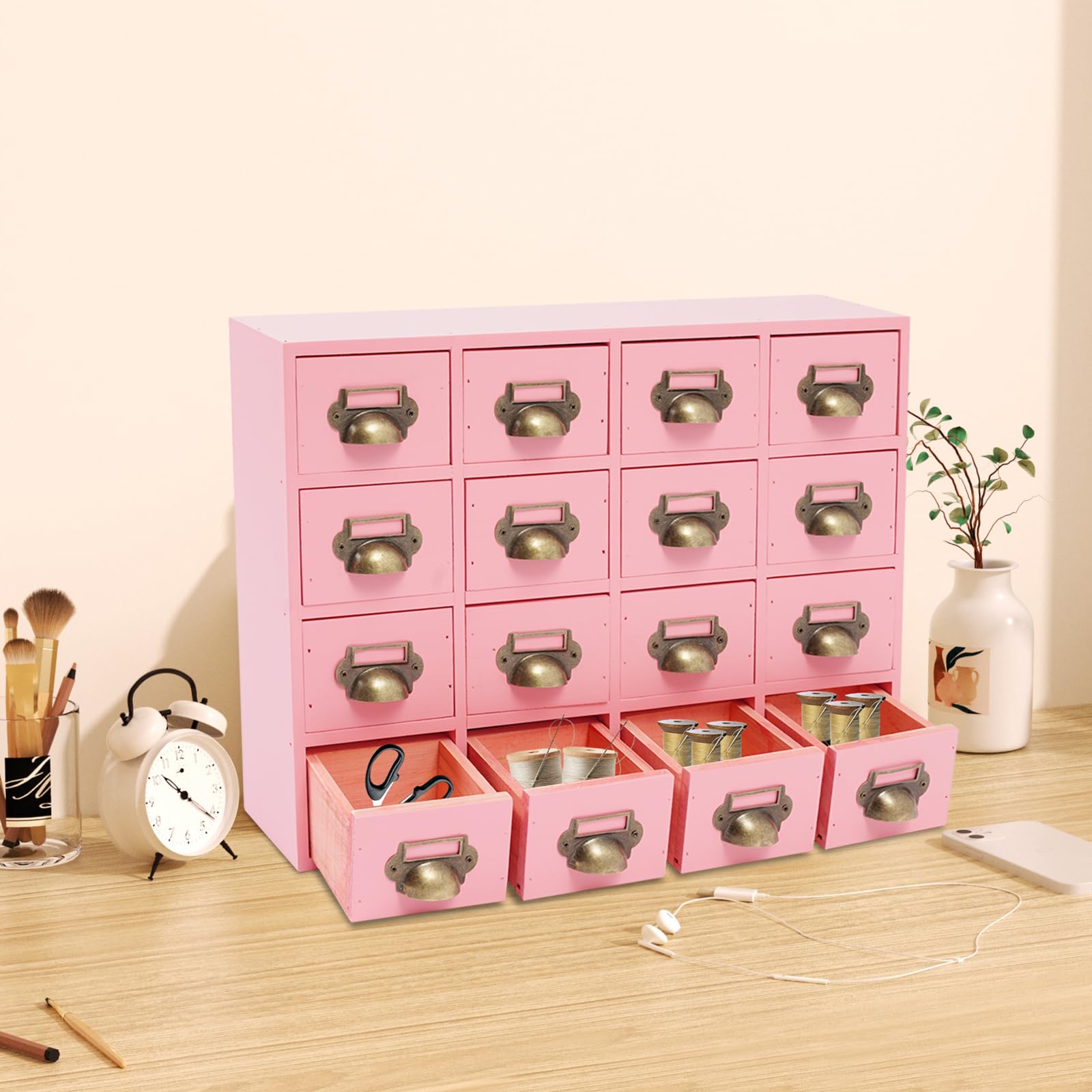 Organizer da scrivania in legno, per cassetti, scrivania, cassetto, armadio, 16 cassetti, gioielli fai da te, accessori per progetti fai da te, organizzazione e stoccaggio