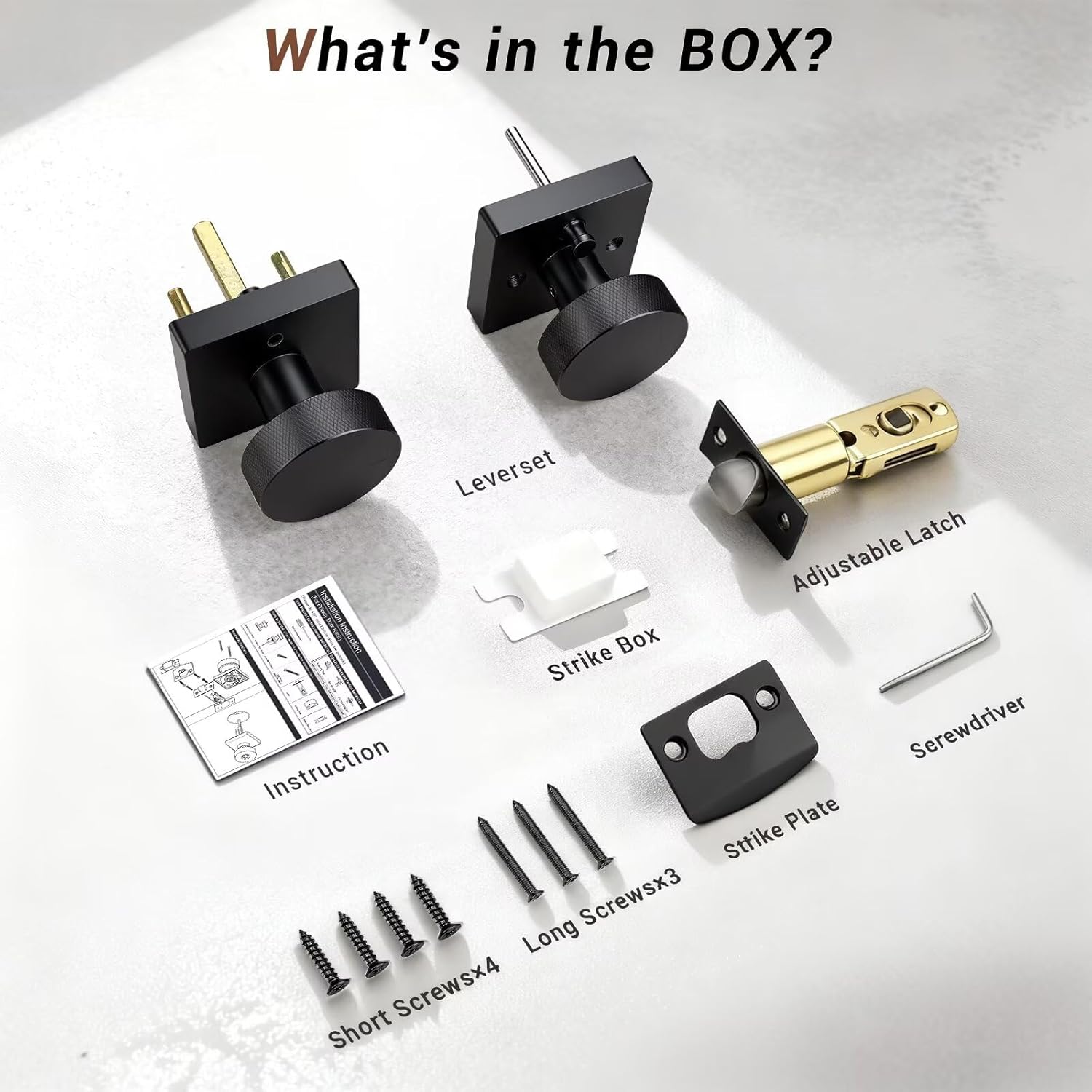 Knobonly 5 Pack Black Door Knobs for Bedroom and Bathroom, Privacy Door knobs Interior with Lock, Square Door Knobs Matte Black Door Handles Zinc Alloy