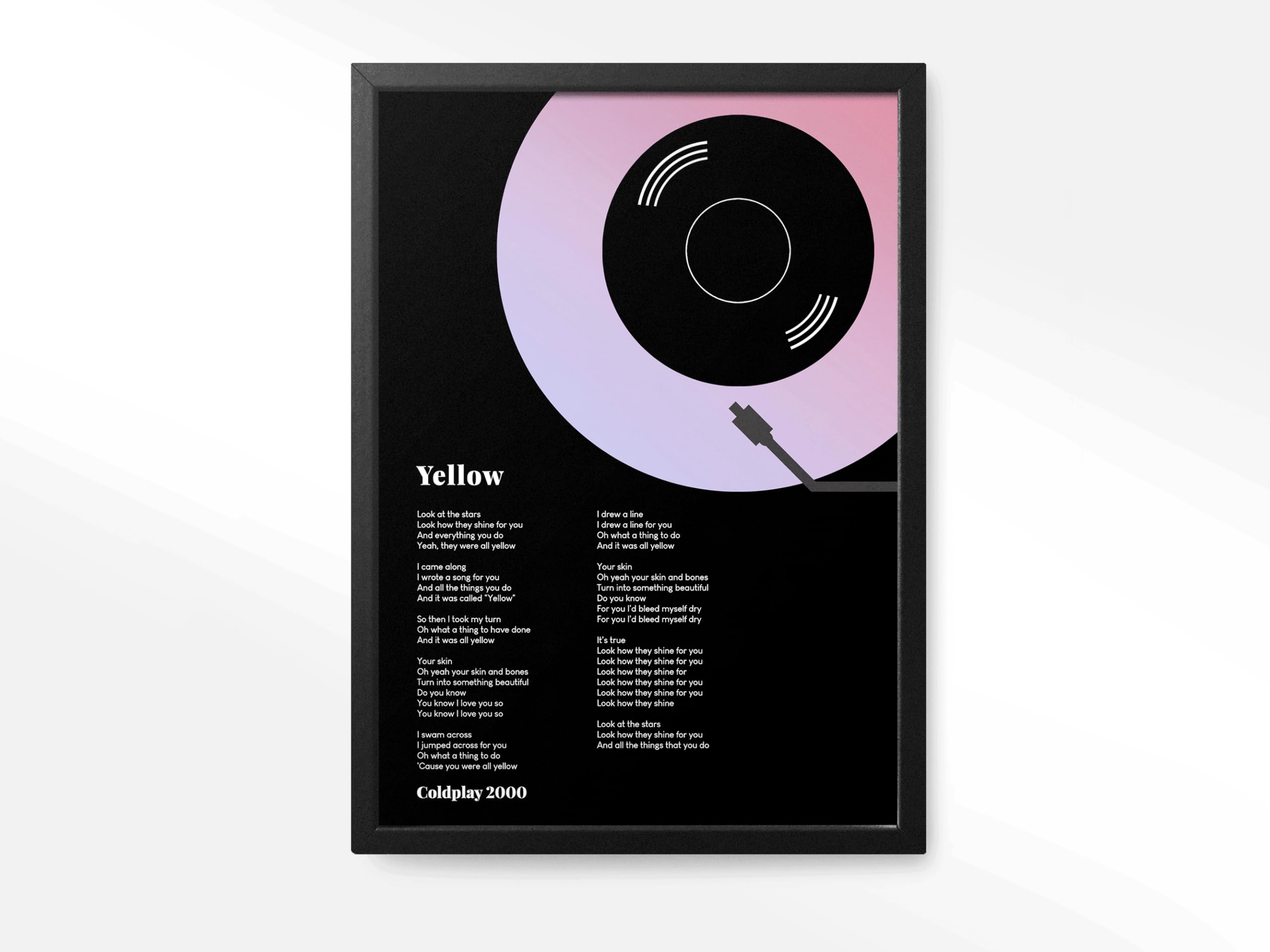 Forefrontdesigns White Personalised Vinyl Record Song Lyrics Print - Custom Song Lyric Print & Framed Wall Art - Perfect Personalised Music Gift Or Wedding Anniversary