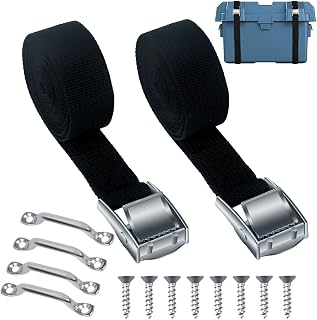 Battery Tie Down Straps Kit with Stainless Steel Cam Buckle for Boats Battery Hold Down with Stainless Steel and SS Screws Used for Cooler,Battery Box,Fuel Tank,Luggage Belt,RV and More (78” 2Pack)
