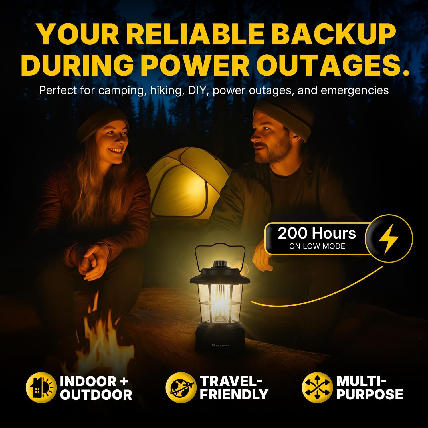 LUXPRO Retro LED Lantern - Battery-Powered Emergency Lantern - Water Resistant - Bright LED Lamp for Indoor & Outdoor Use - Use for Tents, Hiking or Hurricane Prep (Black, Pack of 2) - Image 6