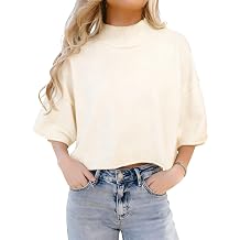 Bankeng Womens Short Sleeve Sweater Oversized Cropped Sweaters Casual Crewneck Lightweight Knit Tops