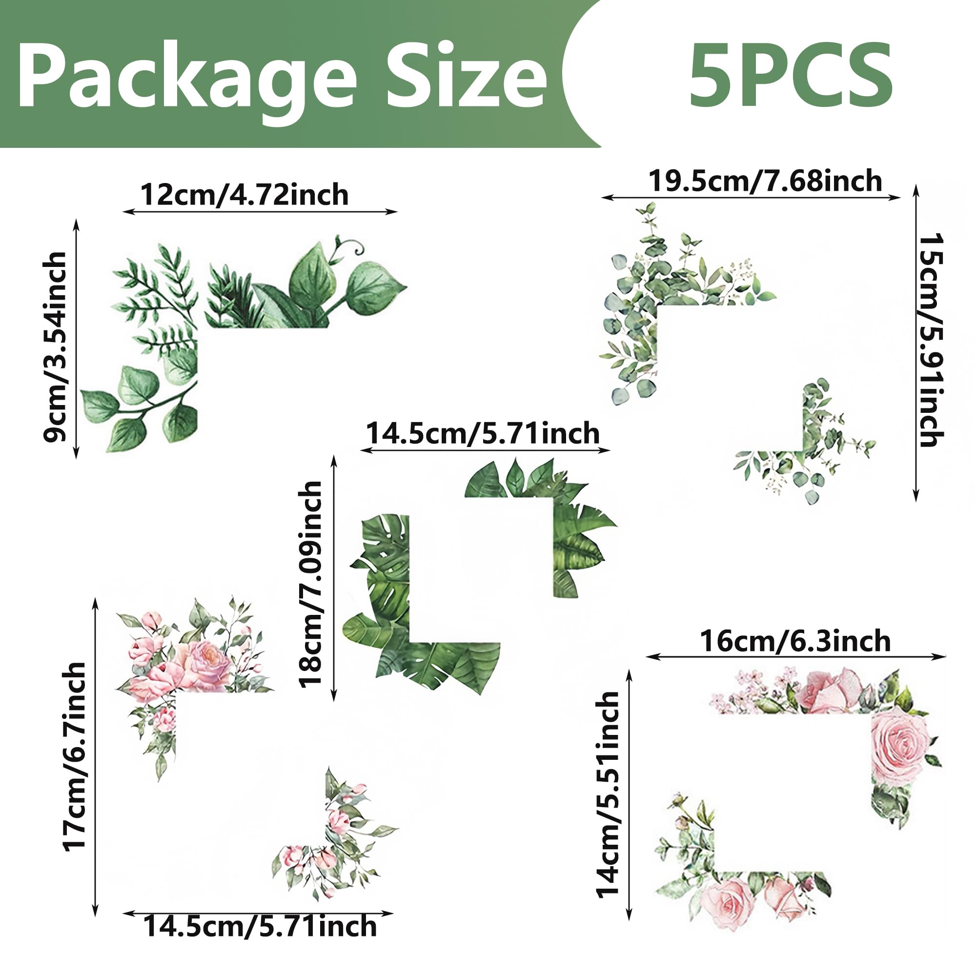 TINGWEN 5 Pièces Switch Socket Décorations Stickers Green Plant Autocollant Interrupteur Mural Lampe Interrupteu Décoratif Stickers PVC Auto-adhésif Pour salon Chambre Salle bains Cuisine Bureau (#1)