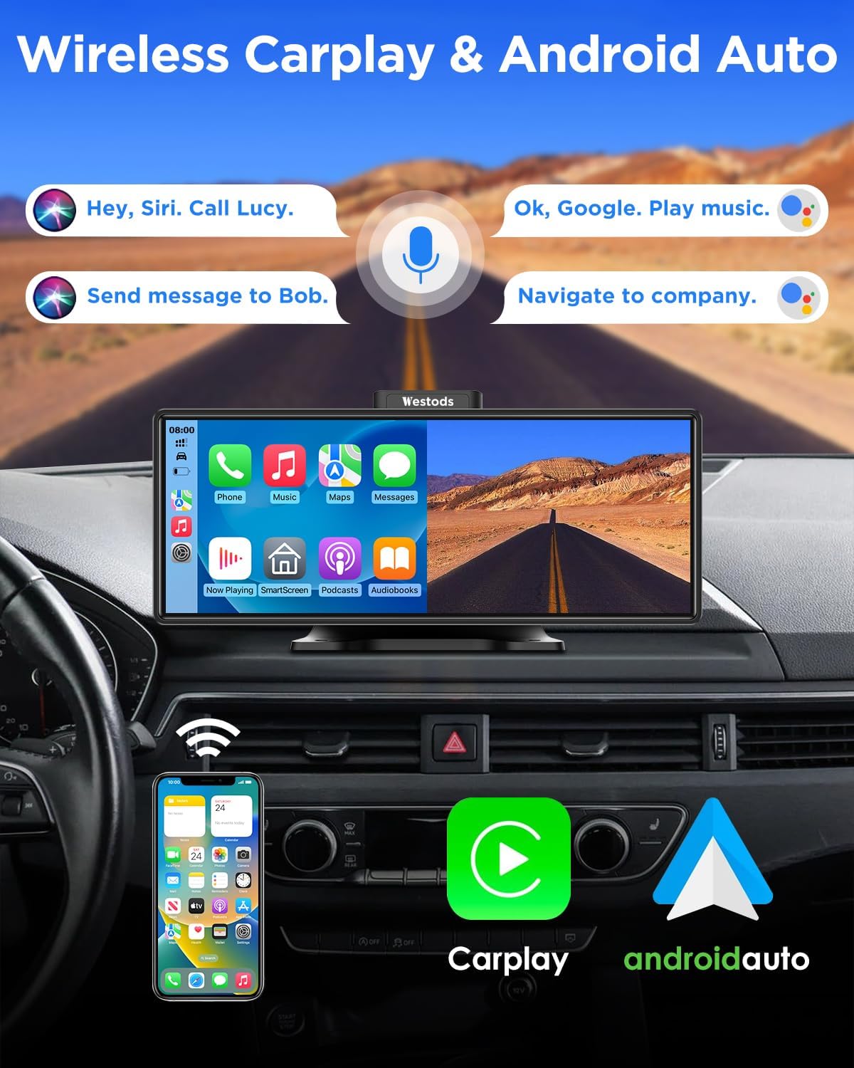 Wireless CarPlay and Android Auto features