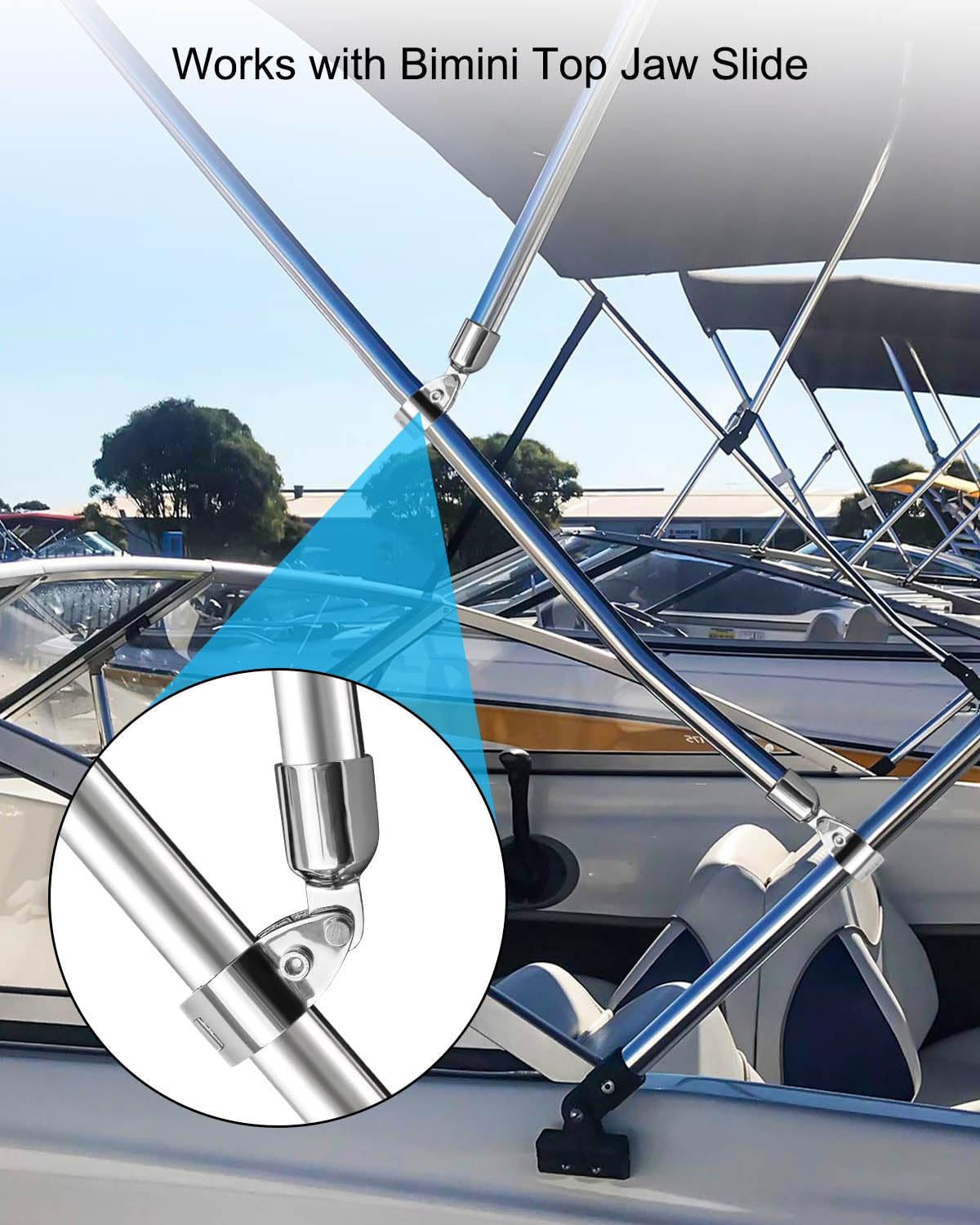 HZSIFU Bimini Top Cap Fittings - Stainless Steel 316 Eye End Caps For 1" OD Round Boat Tubes, 4-Pack - View #6