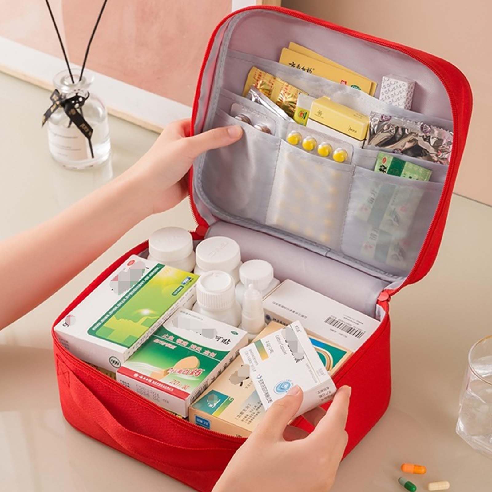 Disnace Travel Medicine Bag, Portable Mini First Aid Kit, Empty First Aid kit, Medical Kits Empty Bag - Image 3