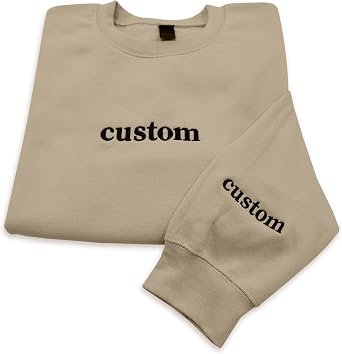 TEEAMORE Custom Text Date Name Embroidered Sweatshirt Personalized Embroidery Hoodie Make Your Own Long Sleeve Add Your Name