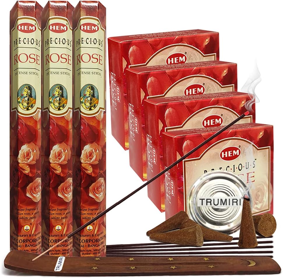Precious Rose Incense Sticks and Cone Incense Holder Variety Pack #2 Bundle insence insense insienso