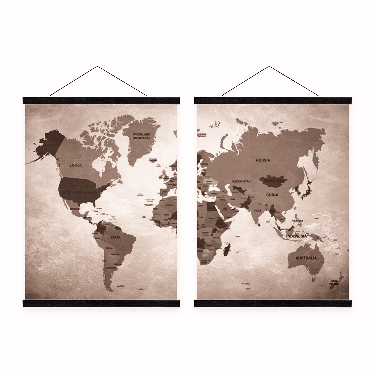 Goodsnetic Magnetic Poster Frame Hanger, Black 16inch Magnet Poster Frame for Poster Print Photo Picture Map Scroll and Artwork Wooden Frame Hanger Hanging Kit for Walls, 2 Pack