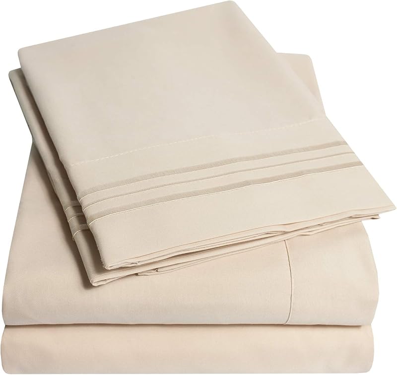 1500 Supreme Collection Juego de sábanas King Beige Crema – Juego de sábanas y fundas de almohada de hotel de lujo para colchón King – Tiras elásticas extra suaves en las esquinas, sábanas de bolsillo profundo, King Beige Crema