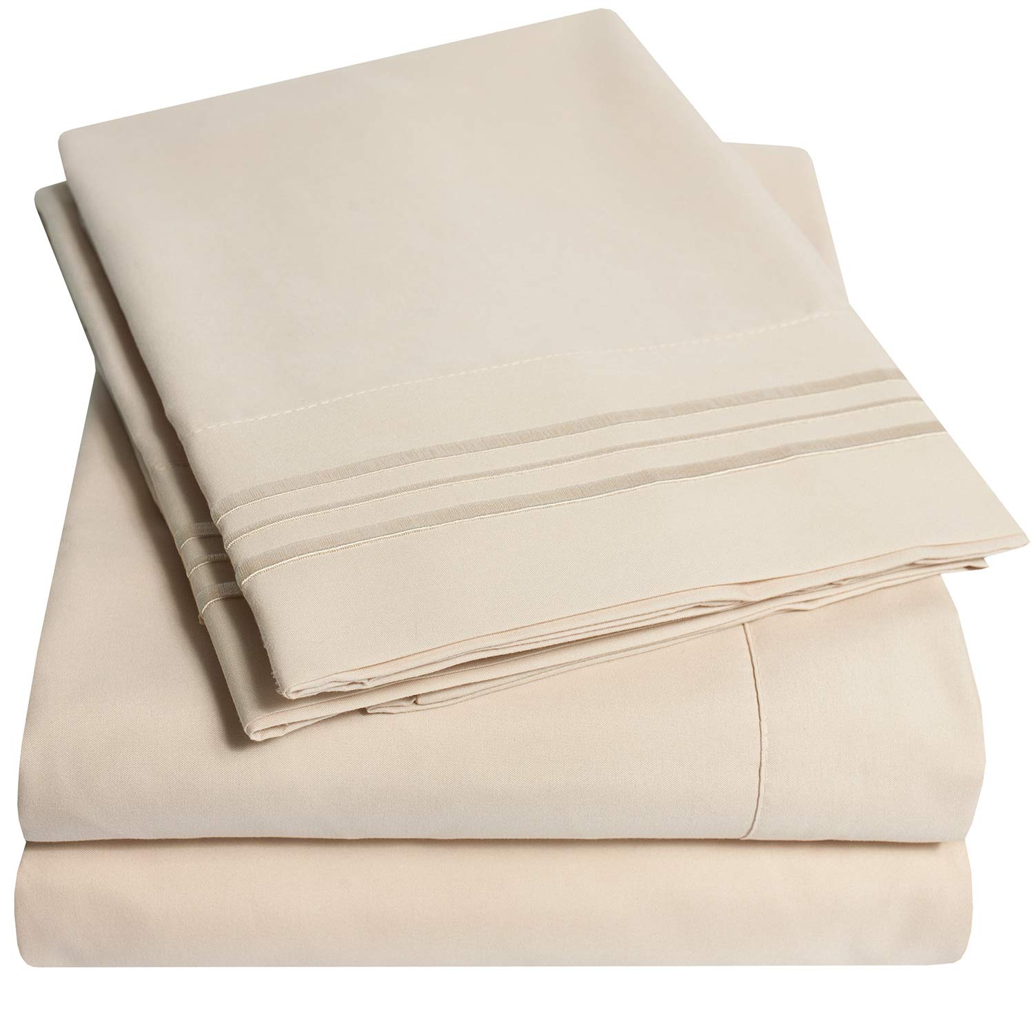 1500 Supreme Collection King Sheet Sets Beige Cream - Luxury Hotel Bed Sheets and Pillowcase Set for King