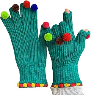 GANYKQ Guantes con dos dedos, decoración colorida, para mujeres y adolescentes, guantes de esquí y ciclismo
