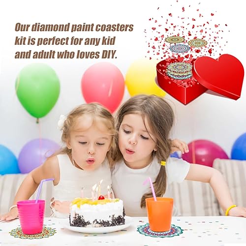 Miniatura 6 de sinceroduct Kit de posavasos de pintura de diamante, hermoso patrón de mandala, posavasos de pintura de diamante con soporte, kits de arte de