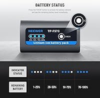Vista 4 de Neewer Batería de repuesto NP-F970 de 10500 mAh, tiempo de carga completa de 4.8 horas, cable USB C de carga rápida PD de 20 W, batería recargable