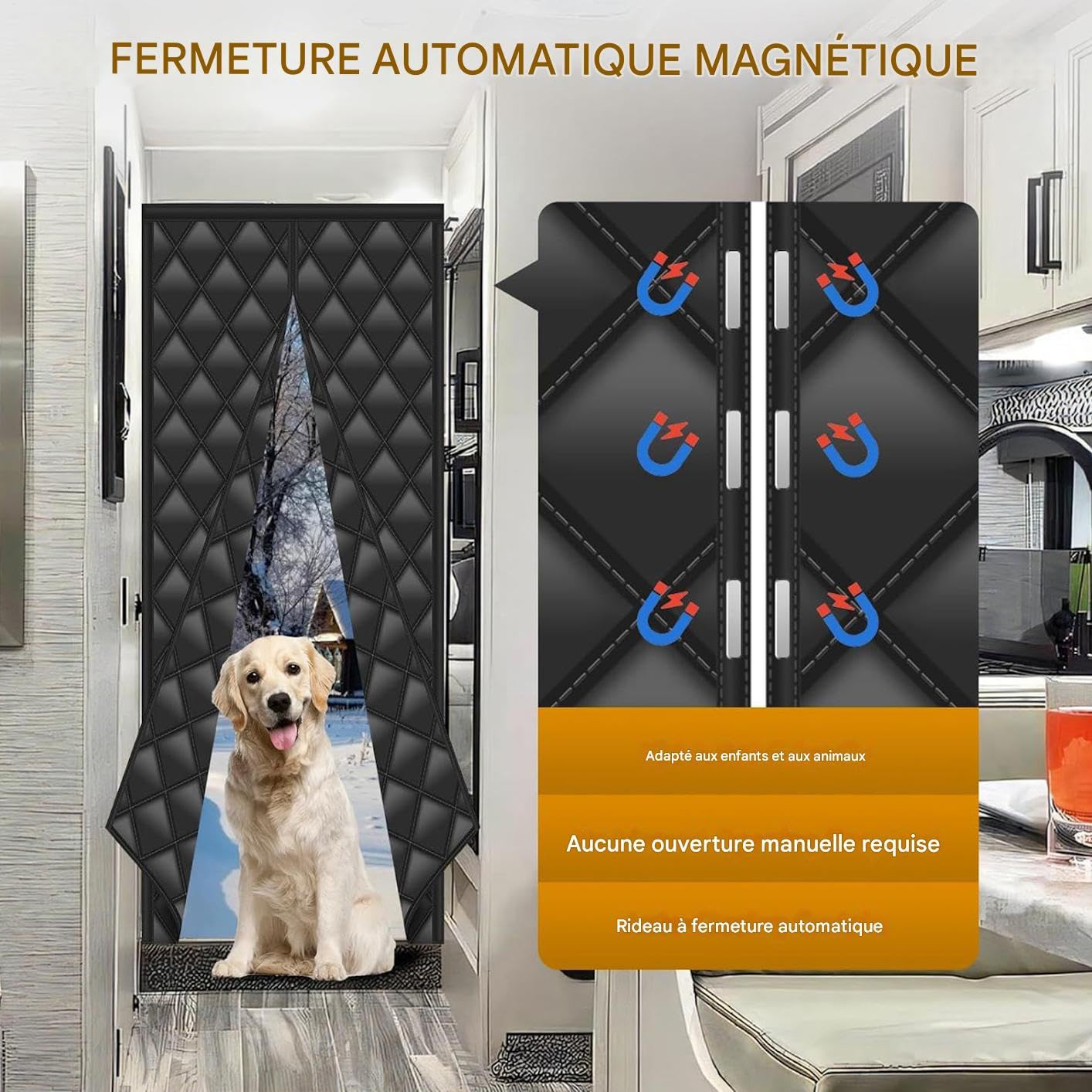 Rideaux Isolants pour Porte De Camping-Car Écran Anti-Vent 84 x 203 cm