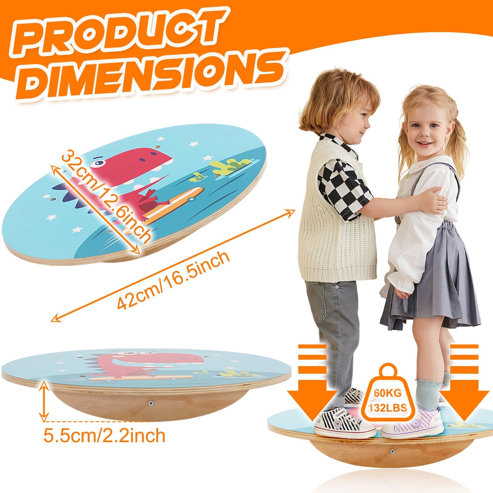 Balance Board Kinder, Wackelbrett aus Holz, Gleichgewichtstrainer Balancierbrett Balance Spiel Balance Kissen Balancierbalken Balancieren Kinder