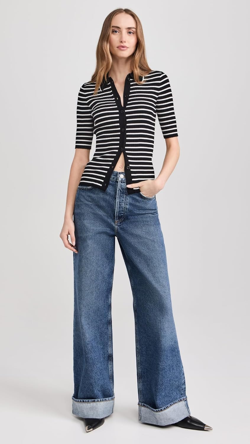 Madewell Women's Stripe Antonia Snowy Short Sleeve Polo Tee - Image 5