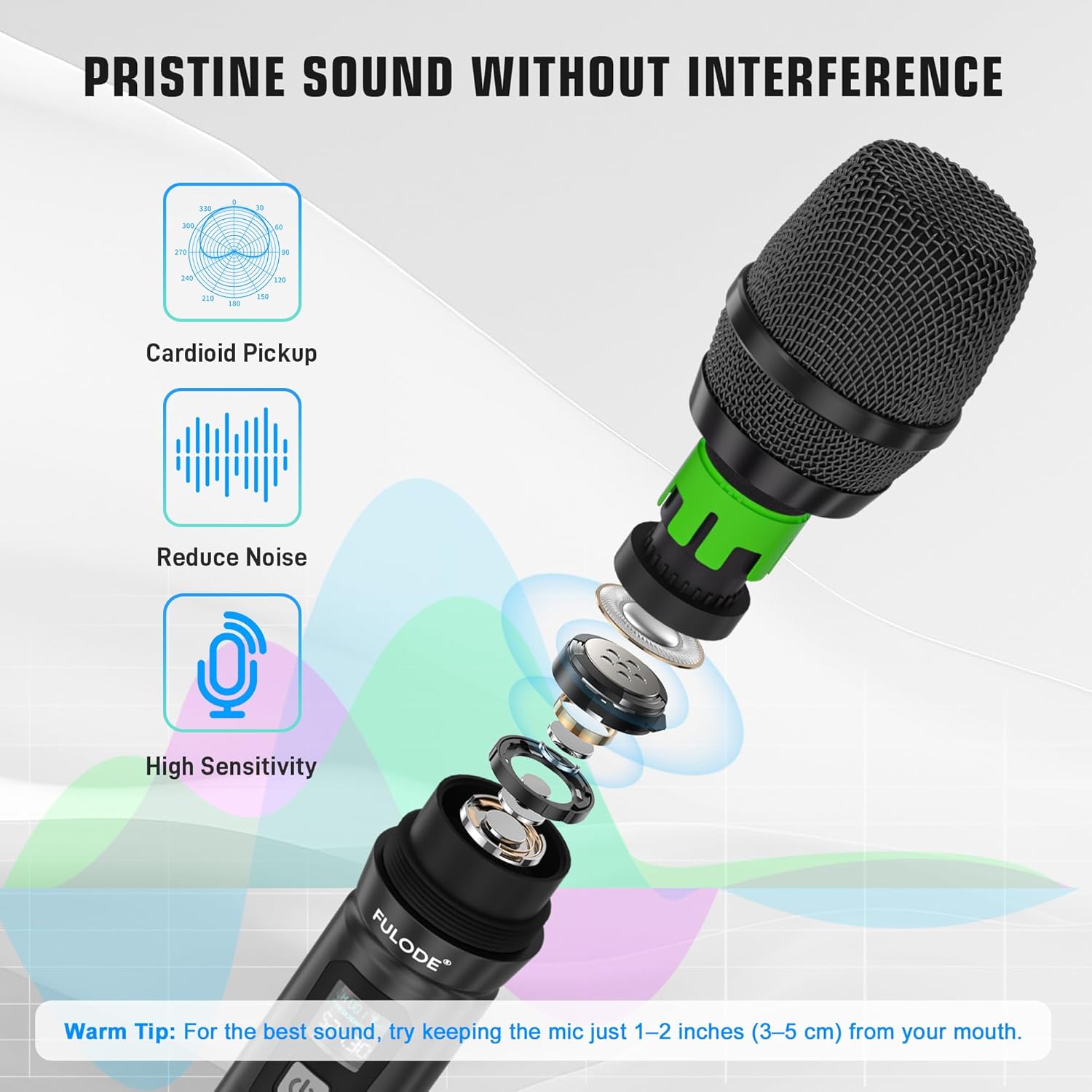 Wireless Microphones, V600 Professional 4 Channel UHF Wireless Microphone System with 4 Handheld Mics, Metal Receiver, 262ft Range for Karaoke, Party, Meeting, Church, DJ, Wedding, Speaking