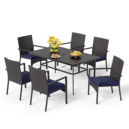 MFSTUDIO 7 Piece Patio Dining Table for 6, 59'' Rectangular