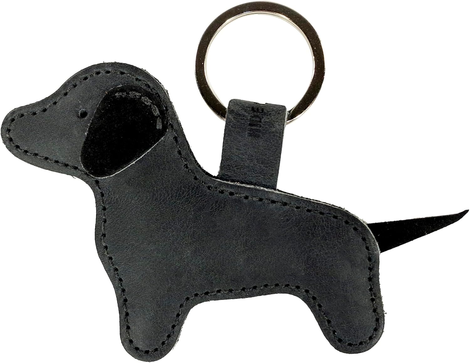 Hide & Drink, Dog Shaped Keychain, Dachshund Keyring, Cute Stuffed Animal Ornament, Full Grain Leather, Handmade Key Holder