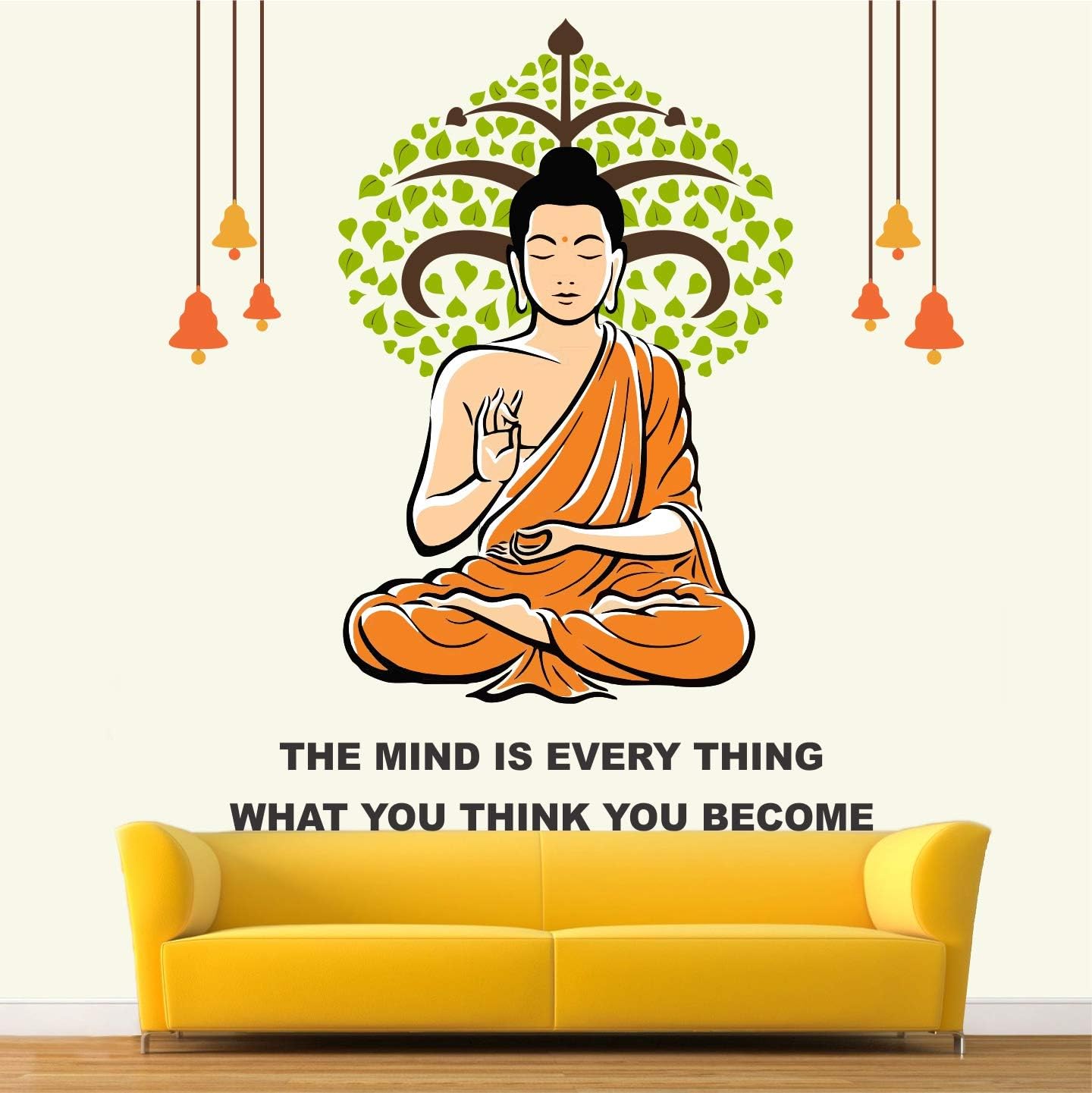 CreativeEdge PVC Vinyl Wall Sticker Buddha Quotes Motivational Design Multicolor (100 cm x 100 cm)-image-13