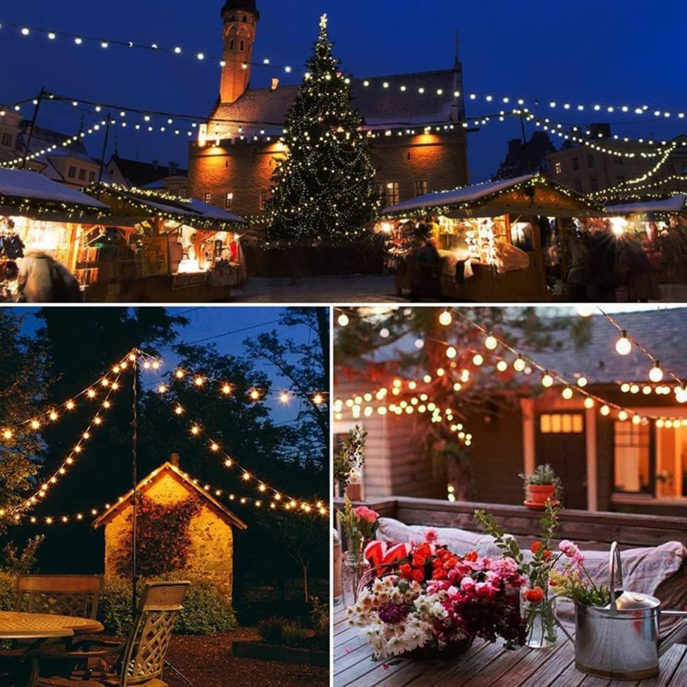 Exclusive Discount 🔥 Romasaty 100FT String Lights, G40 Outdoor String Lights Edison Light Bulbs Clear Globe Lights for Backyard Patio Lights Indoor/Outdoor Commercial Decoration -5 Watt/120 Voltage/E12 Base -Black Wire