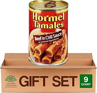 Salutem Vita – Beef Tamales in Chili Sauce, Shelf Stable 15 oz, Gift Set – Pack of 9