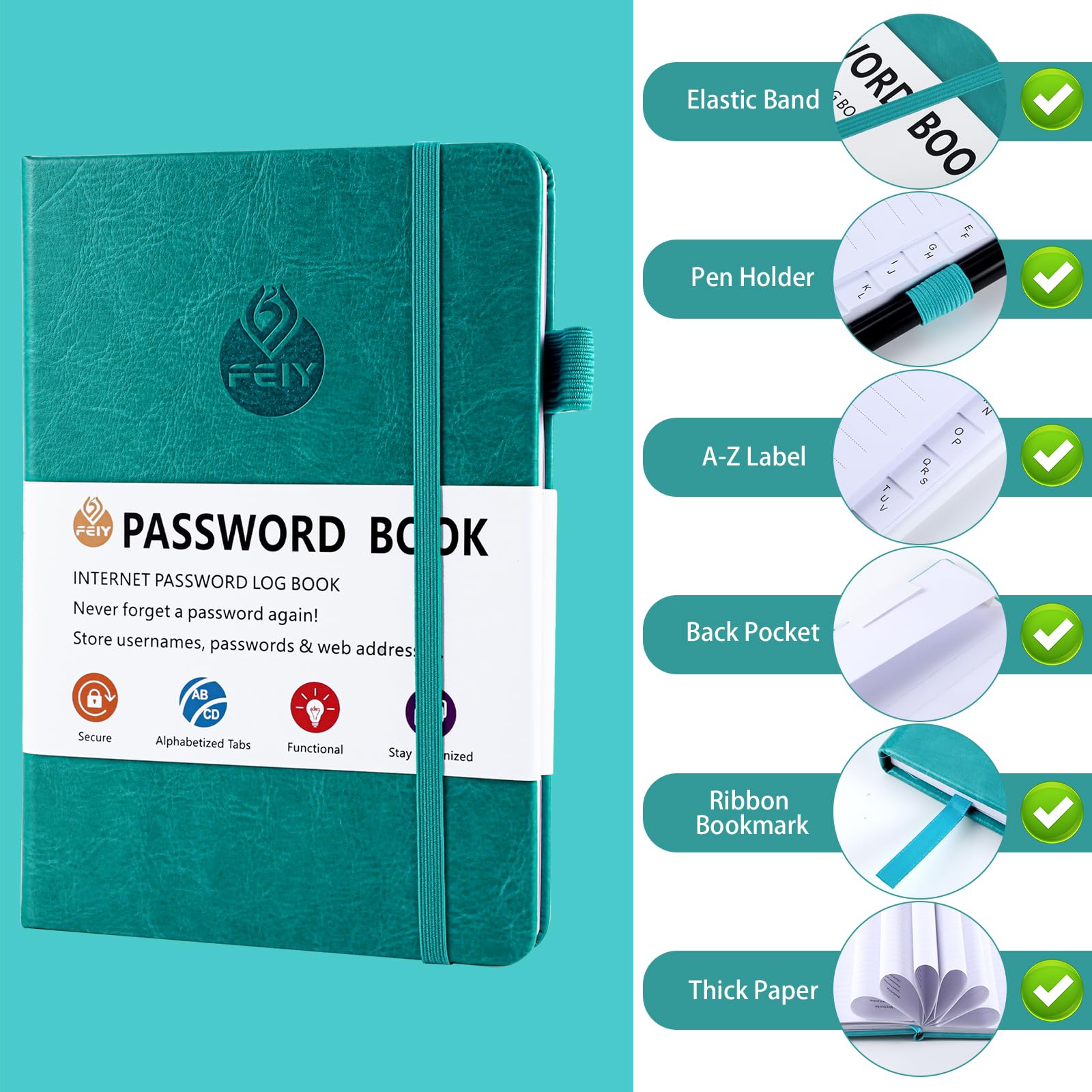 Carnet De Mots De Passe Couverture Rigide Avec Onglets Alphabtiques 118