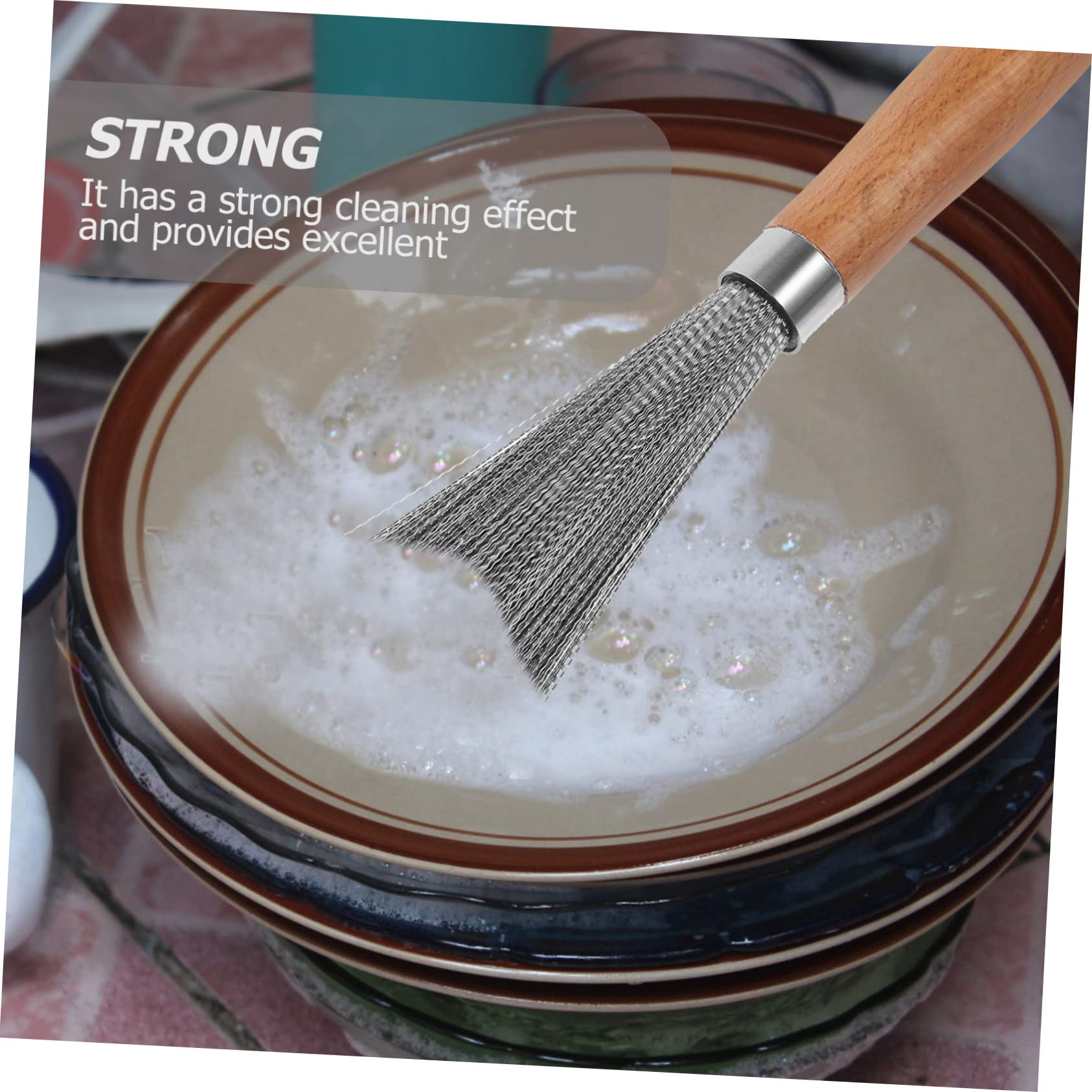 PHENOFICE Metal Scrubber Kitchen Steel Brush Cleaner Cleaning Brush Bristle Dishwashing Stainless Skillet Multi-use Clean Dish Scraper Tool Kitchen Scrubber Wok Tools Stainless Steel