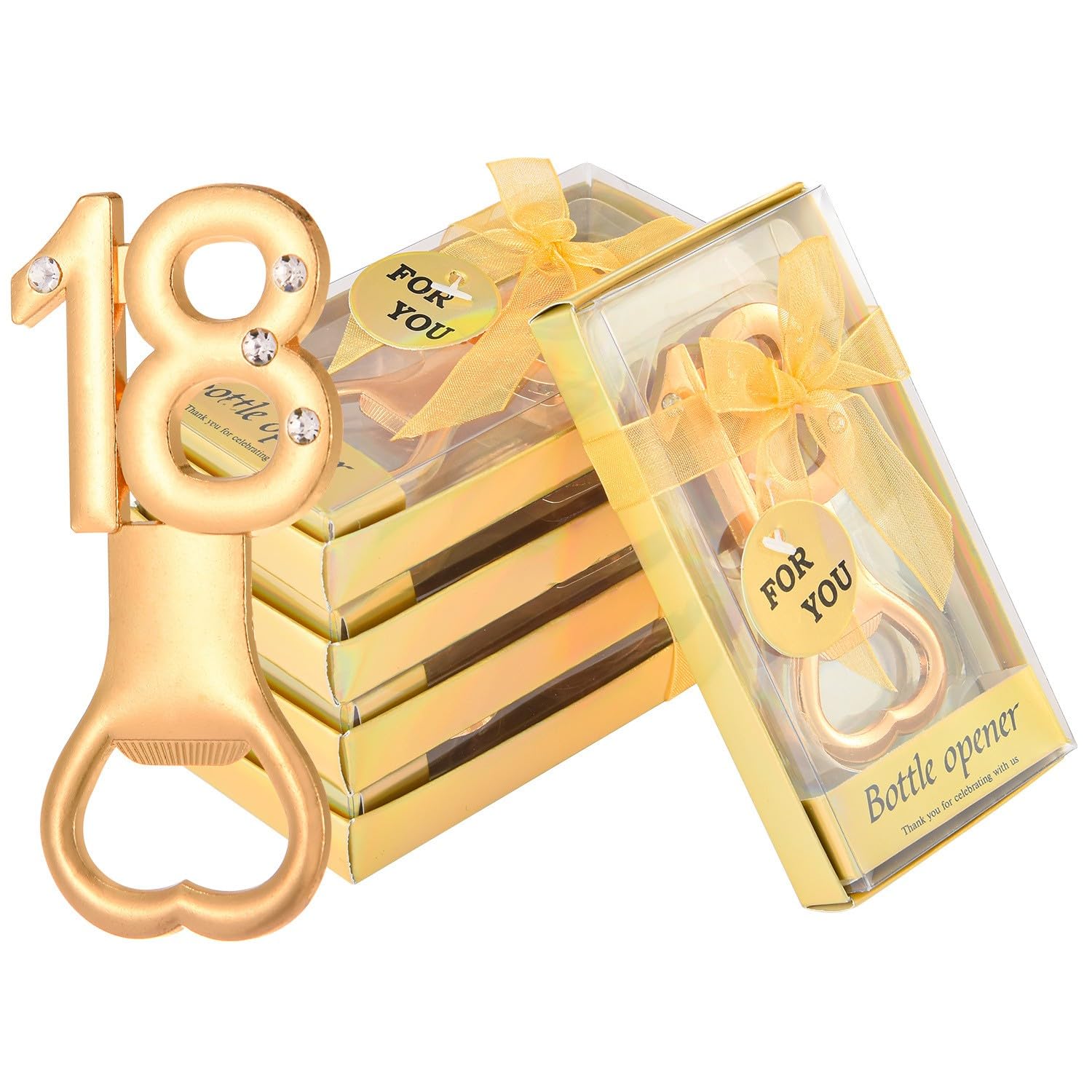 DADEA 36 apribottiglie dorati, per 18° compleanno, bomboniere per 18° anniversario, per gli ospiti, apribottiglie, per feste di compleanno, souvenir, decorazioni (18, 36 pezzi)